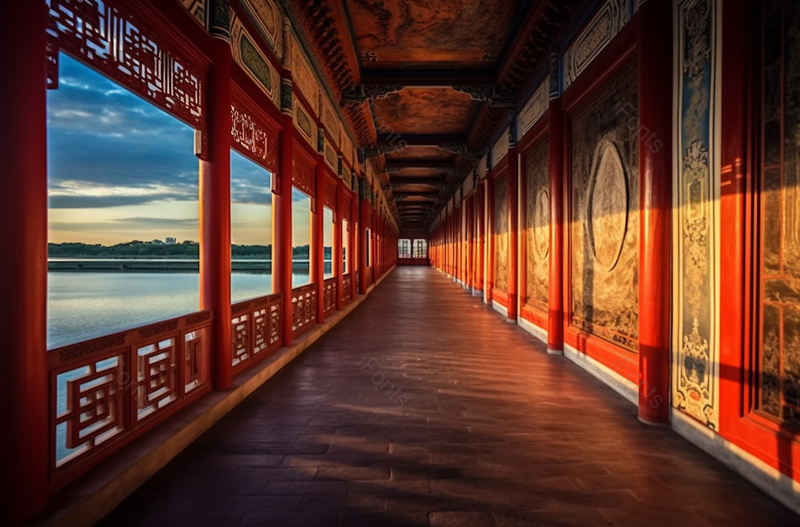 古典建筑走廊实拍摄影图,高清,摄影图,摄影图片,图片大全,摄影图免费下载